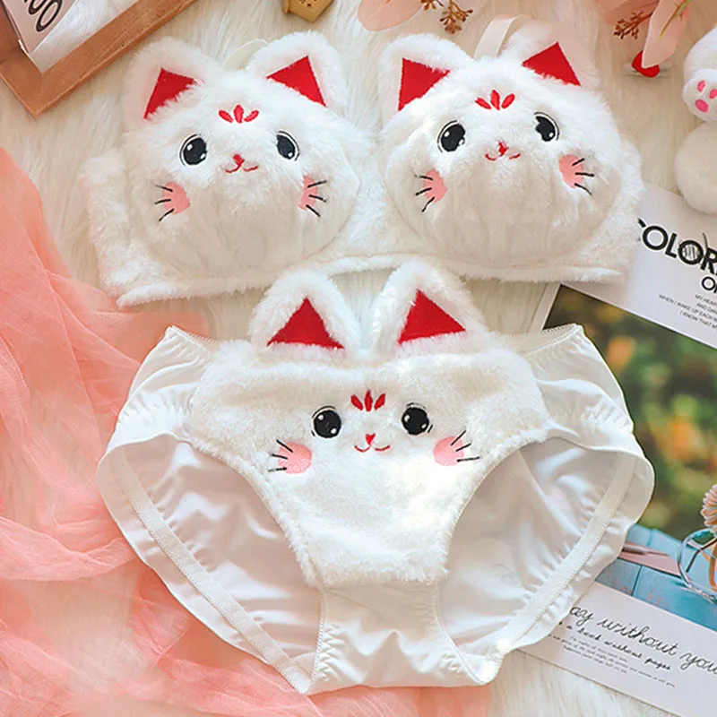 Embroidery Set - Japan Kawaii Plush Women Bra Briefs