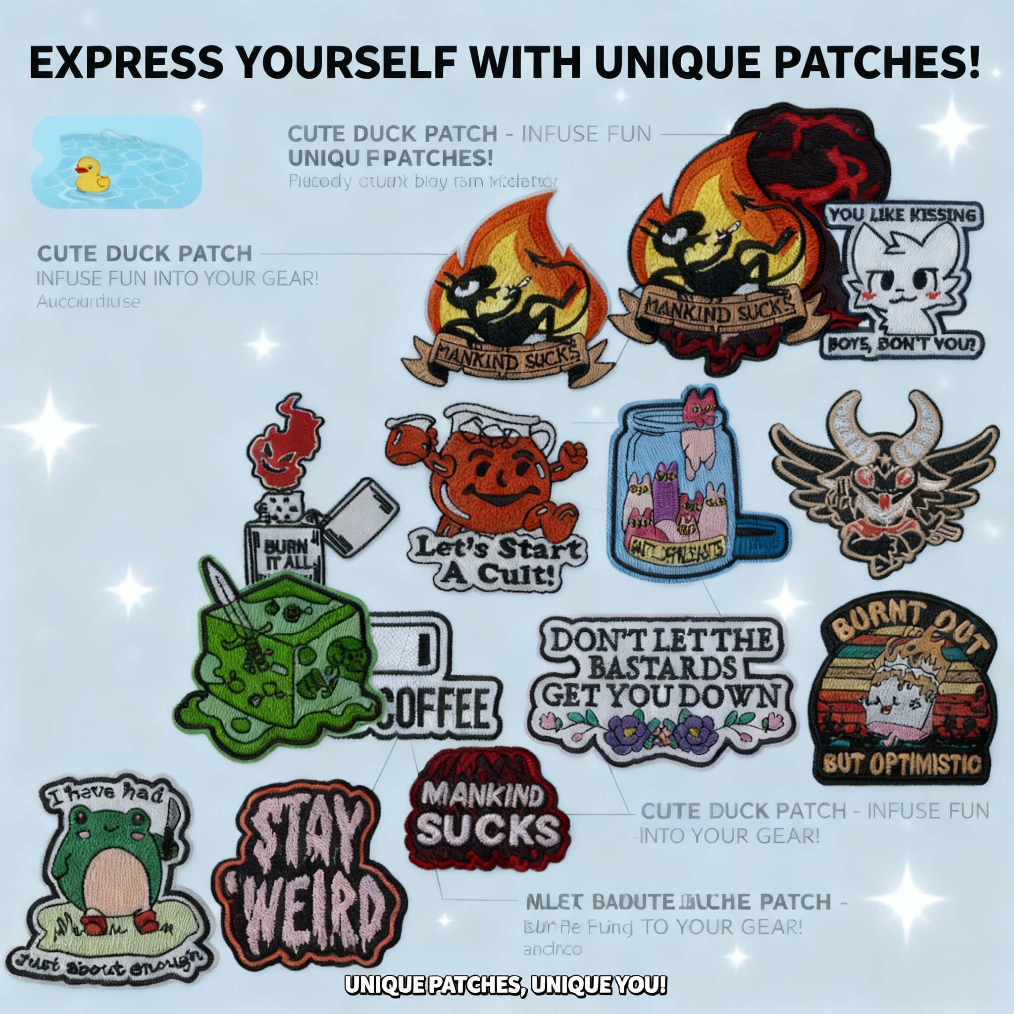 Embroidery Patch - Funny Badge Quotes Cartoon Animals Embroidered