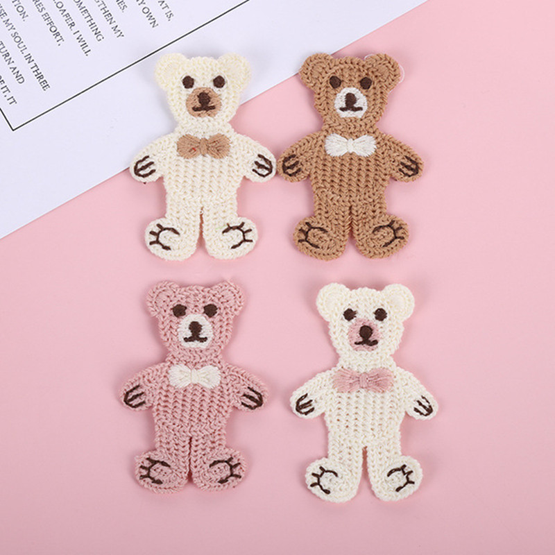 Embroidery Patch - 4Pcs Wool Knitting Embroidery Bear Stickers