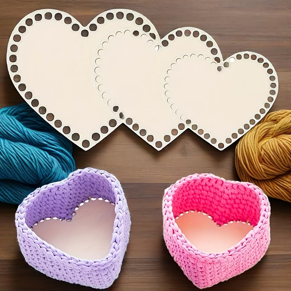 Embroidery Hooping - 3pcs Heart-Shaped Crochet Basket Base Plate,DIY