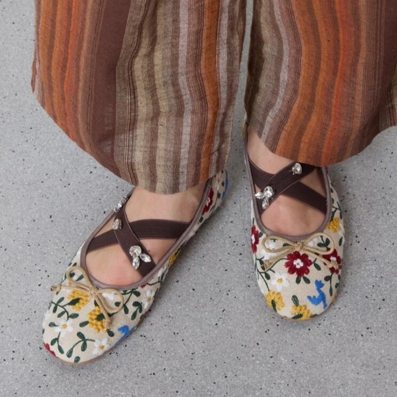 Embroidery Flower Ballet Flats - Embroidery Flat Shoes reseña y precio