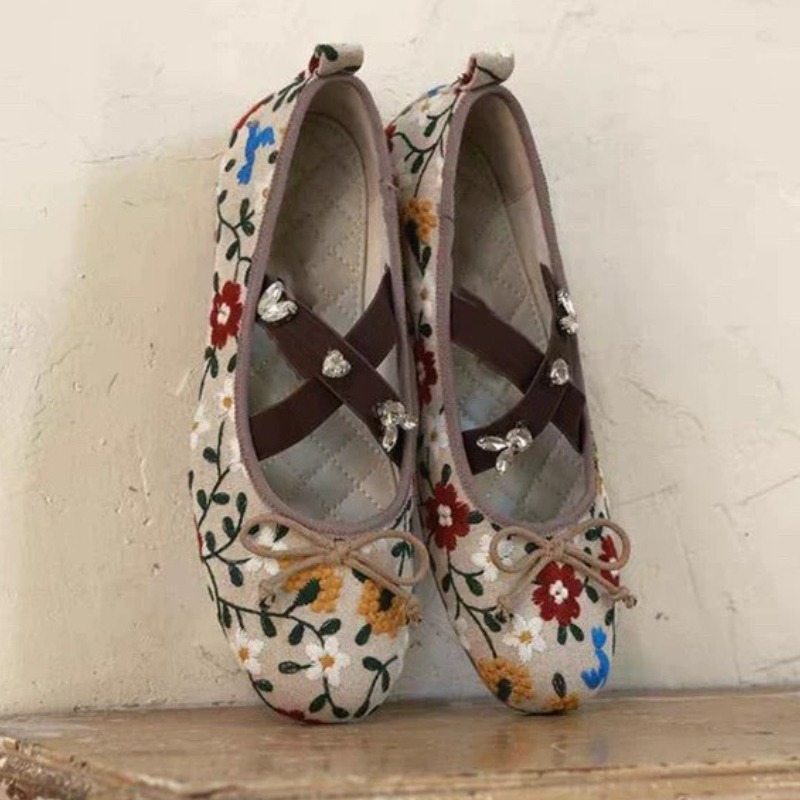 Embroidery Flower Ballet Flats - Embroidery Flat Shoes reseña y precio