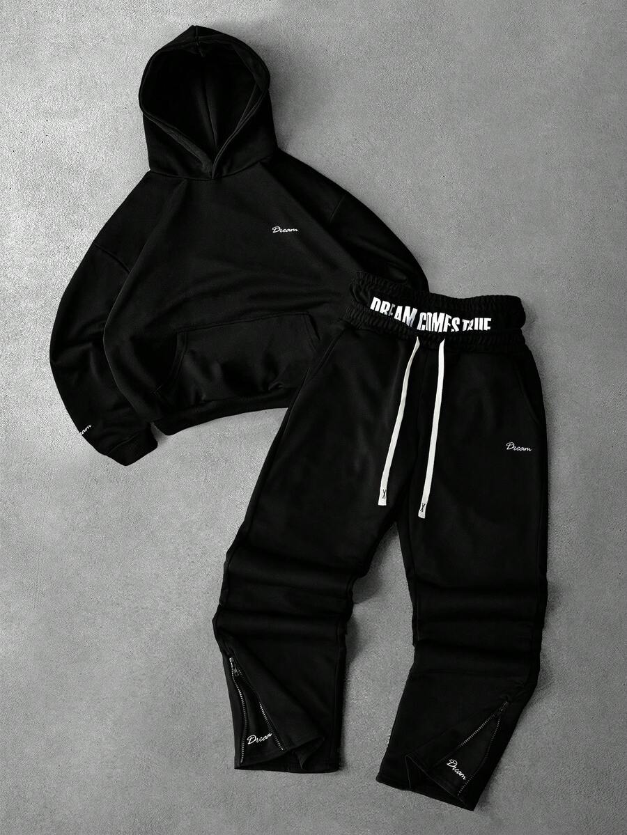 Men Black Hoodie And Joggers S - Embroidery Set reseña y precio