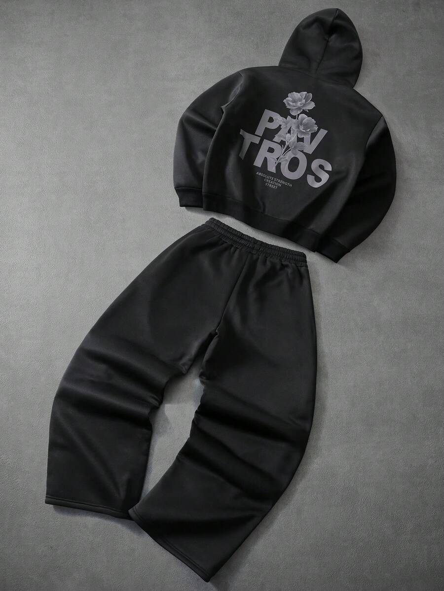 Men Black Hoodie And Joggers S - Embroidery Set reseña y precio