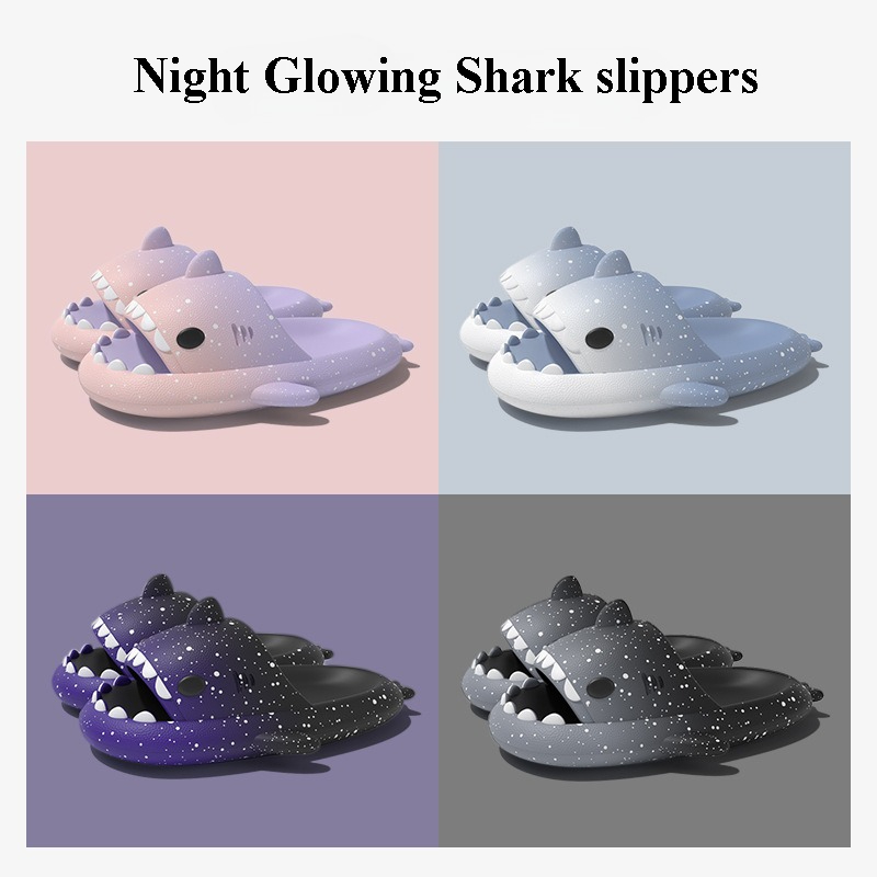 Cute Cartoon Shark Slippers Fo - Embroidery Flat Shoes reseña y precio