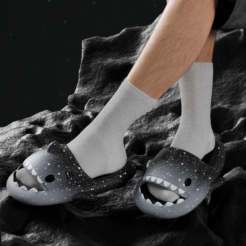 Cute Cartoon Shark Slippers Fo - Embroidery Flat Shoes reseña y precio