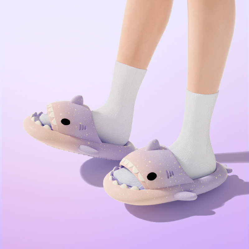 Cute Cartoon Shark Slippers Fo - Embroidery Flat Shoes reseña y precio
