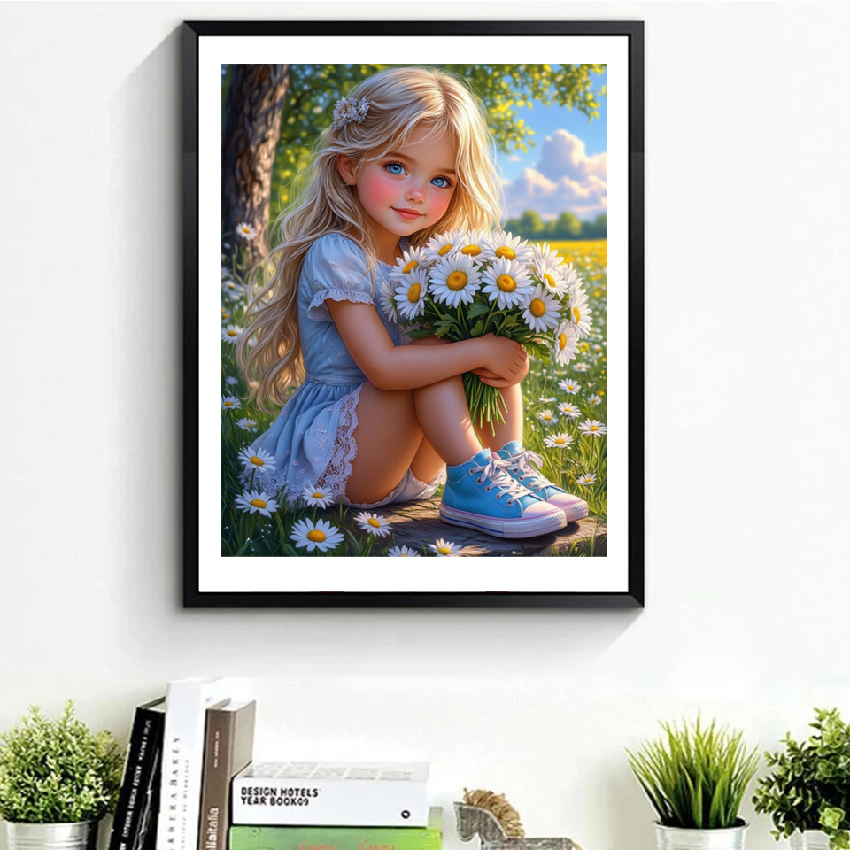 Frameless,5D DIY Diamond Paint - Embroidery Daisy reseña y precio