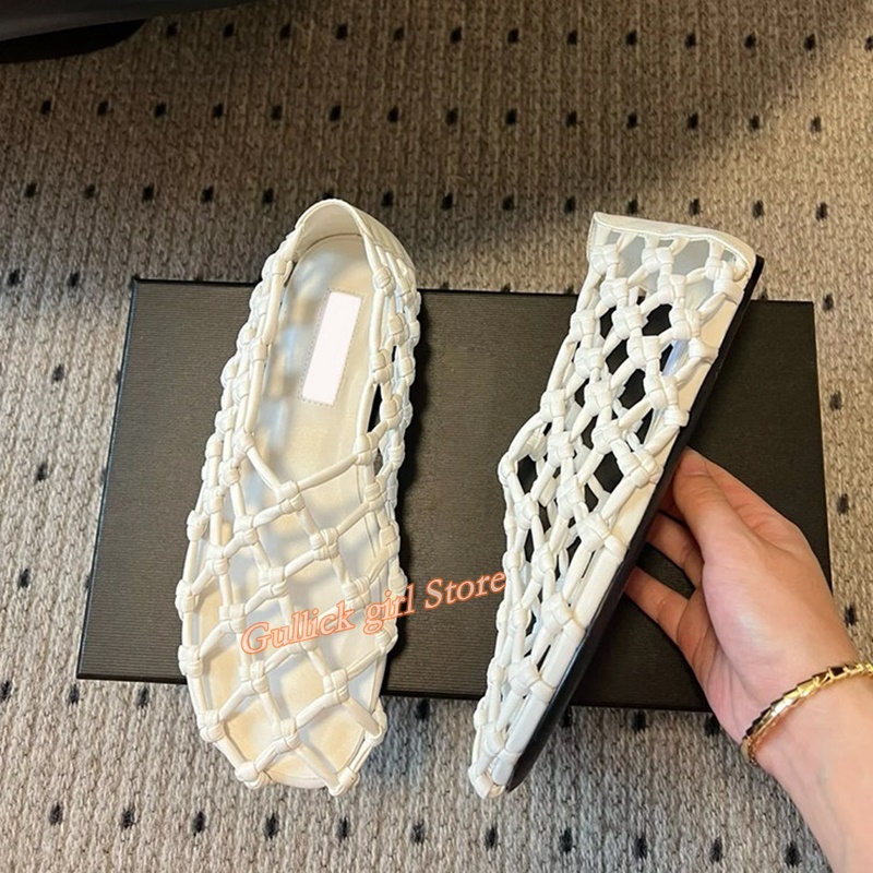 French Woven Mesh Hollow flat  - Embroidery Flat Shoes reseña y precio