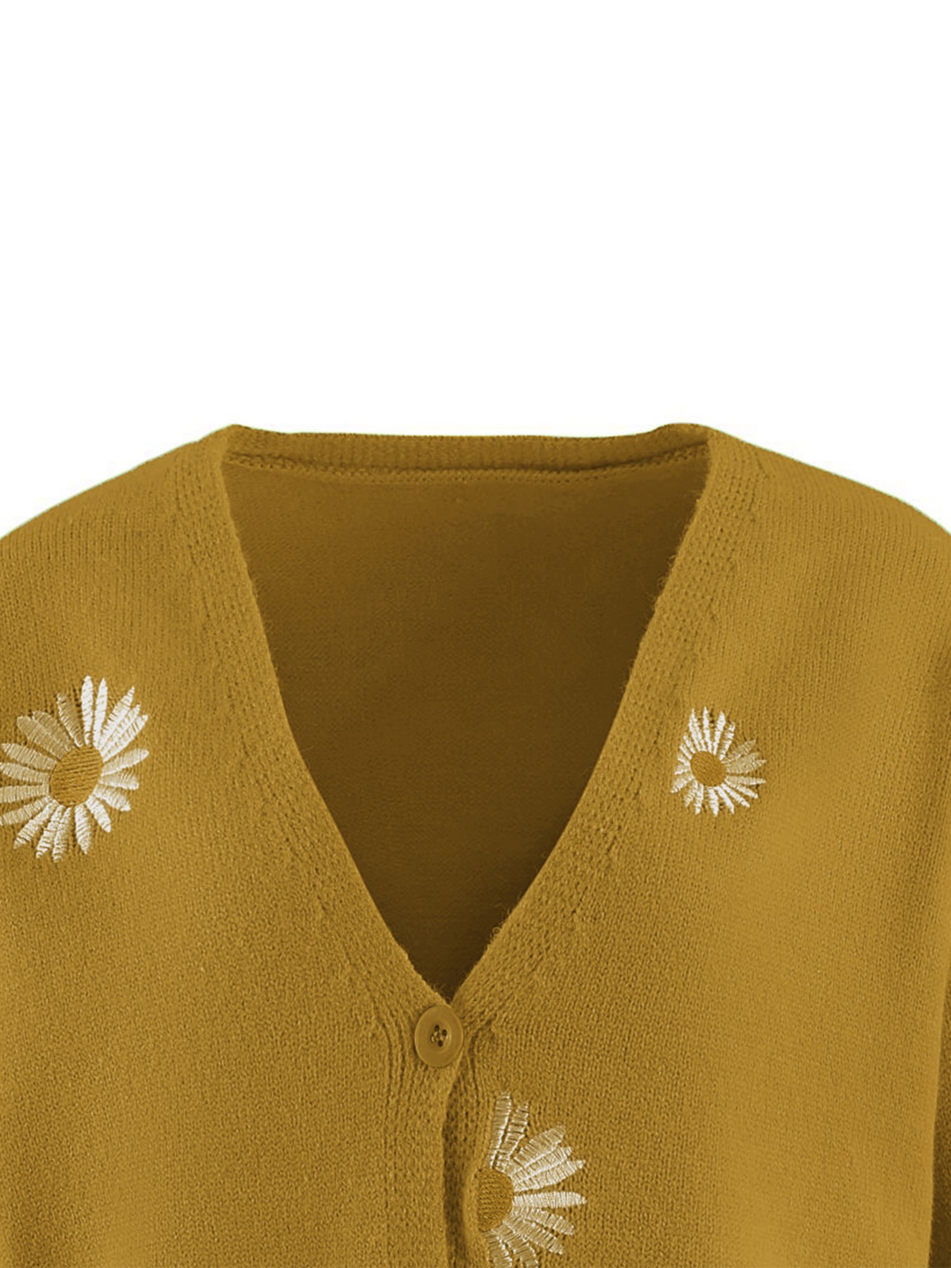 Women's Mustard Yellow Daisy E - Embroidery Daisy reseña y precio