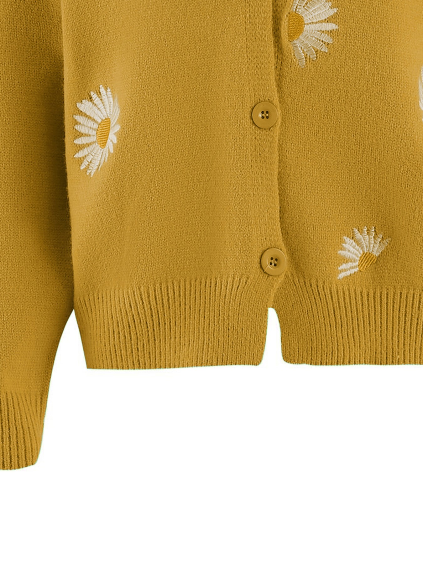 Women's Mustard Yellow Daisy E - Embroidery Daisy reseña y precio