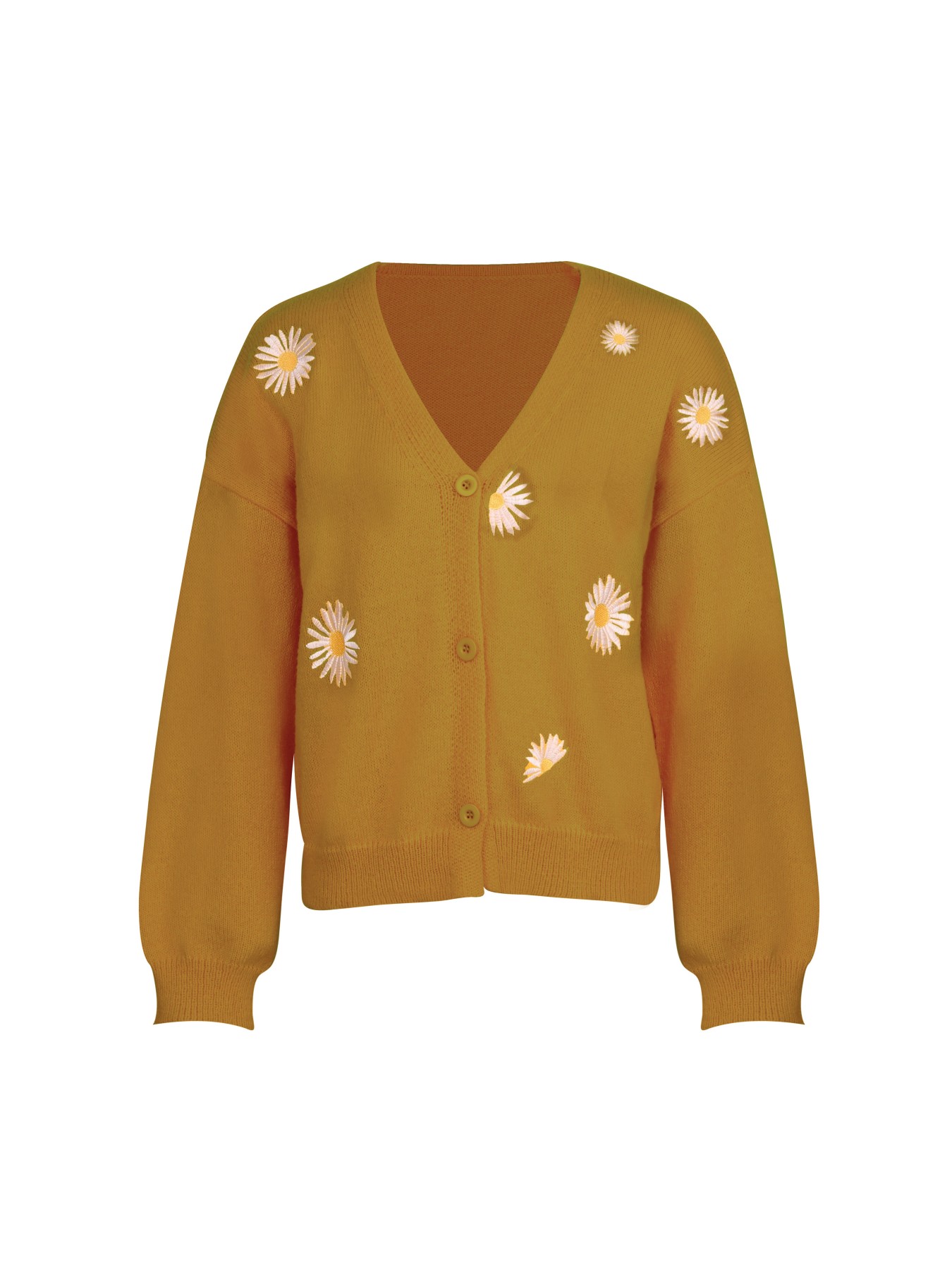 Women's Mustard Yellow Daisy E - Embroidery Daisy reseña y precio