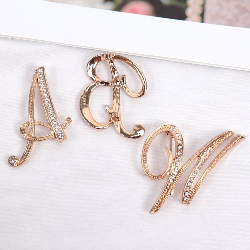 Fashion Women Rhinestone Brooc - Embroidery Initials reseña y precio