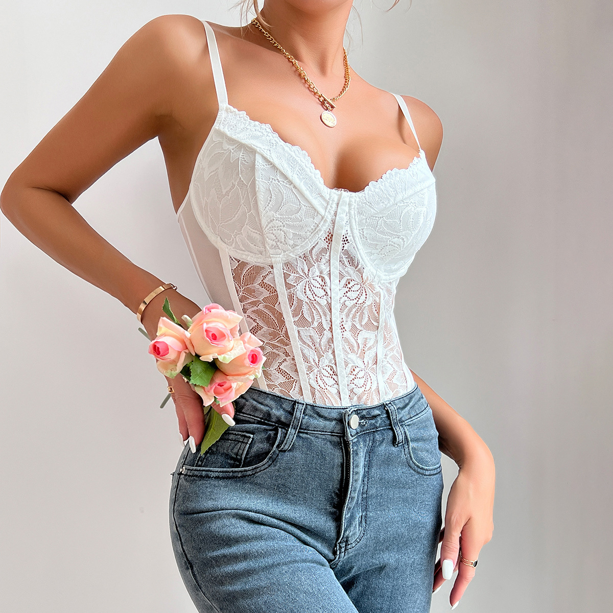 2024 Summer Hot Sexy Lace Slim - Embroidery Underlay reseña y precio