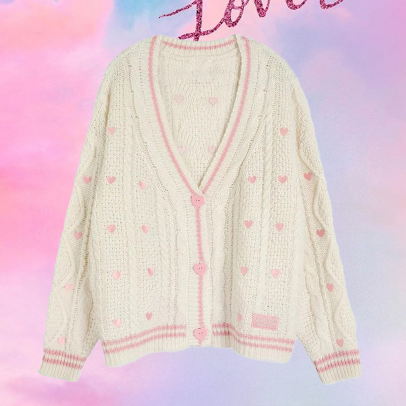 Lover Cardigan with Pink Heart - Embroidery Patch reseña y precio