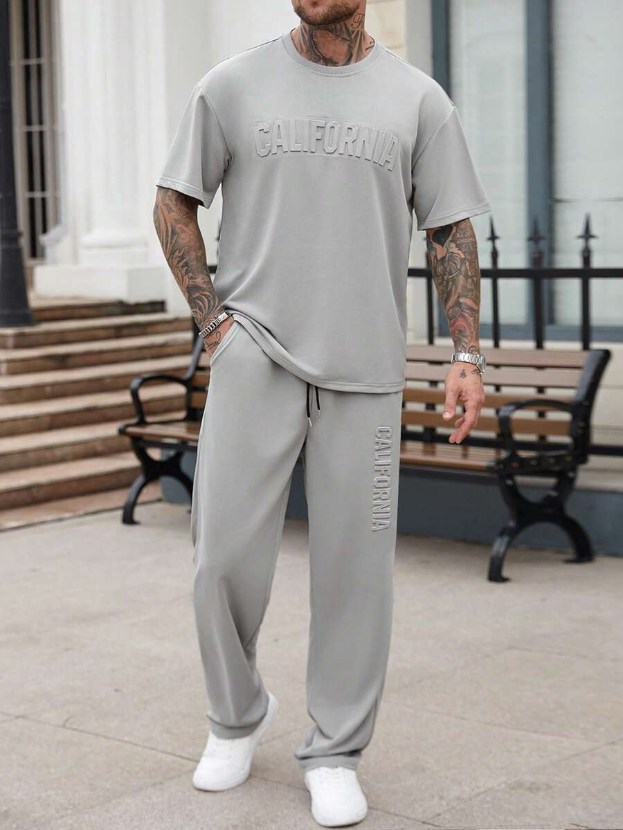 Mens Casual Solid Color Letter - Embroidery Set reseña y precio