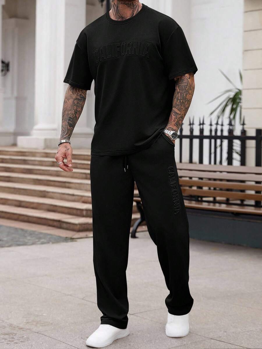 Mens Casual Solid Color Letter - Embroidery Set reseña y precio