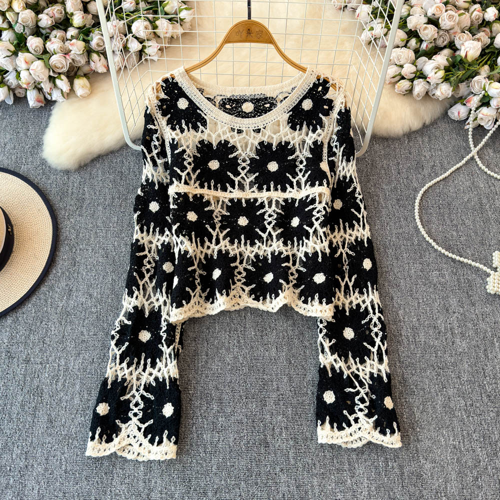 Floral Crochet Top for Women L - Embroidery Daisy reseña y precio