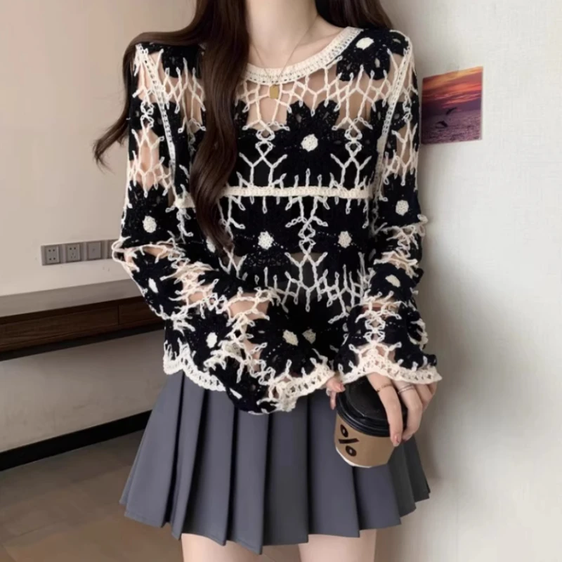 Floral Crochet Top for Women L - Embroidery Daisy reseña y precio