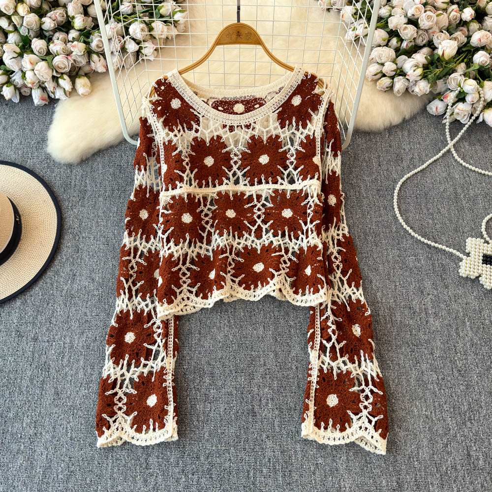 Floral Crochet Top for Women L - Embroidery Daisy reseña y precio