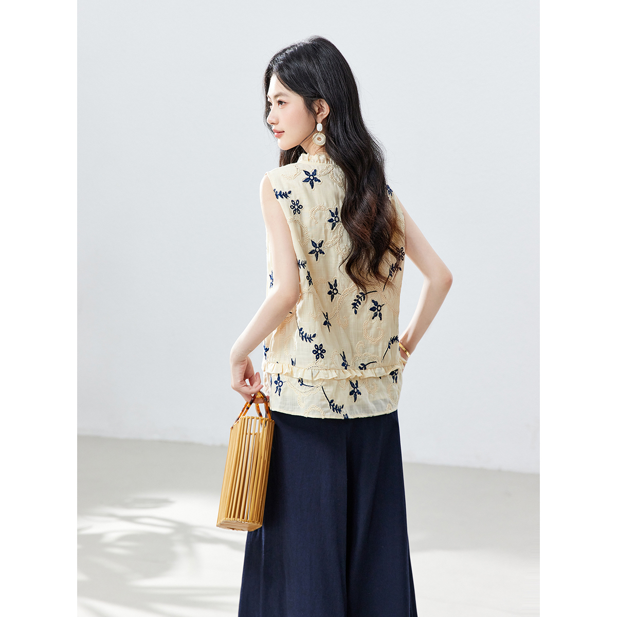 VIMLY Women's Elegant Sleevele - Embroidery Patch reseña y precio