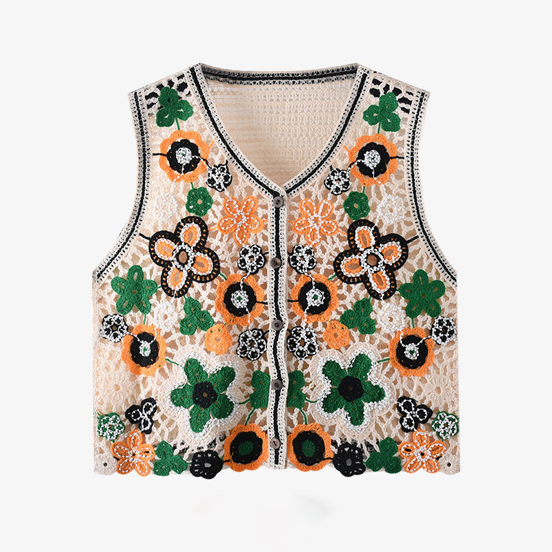 Daisy Crochet Vest for Women S - Embroidery Daisy reseña y precio