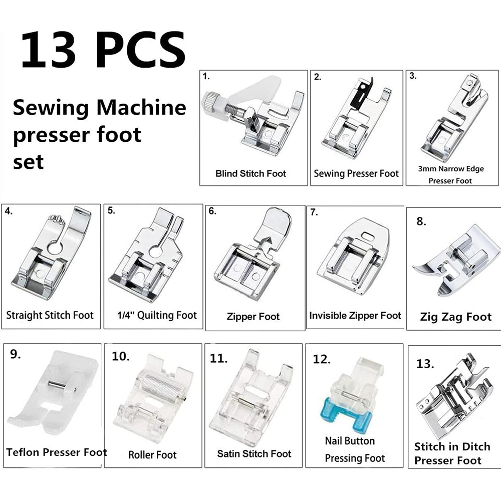 13 PCS/Box Presser Foot Set Ro - Embroidery Software reseña y precio