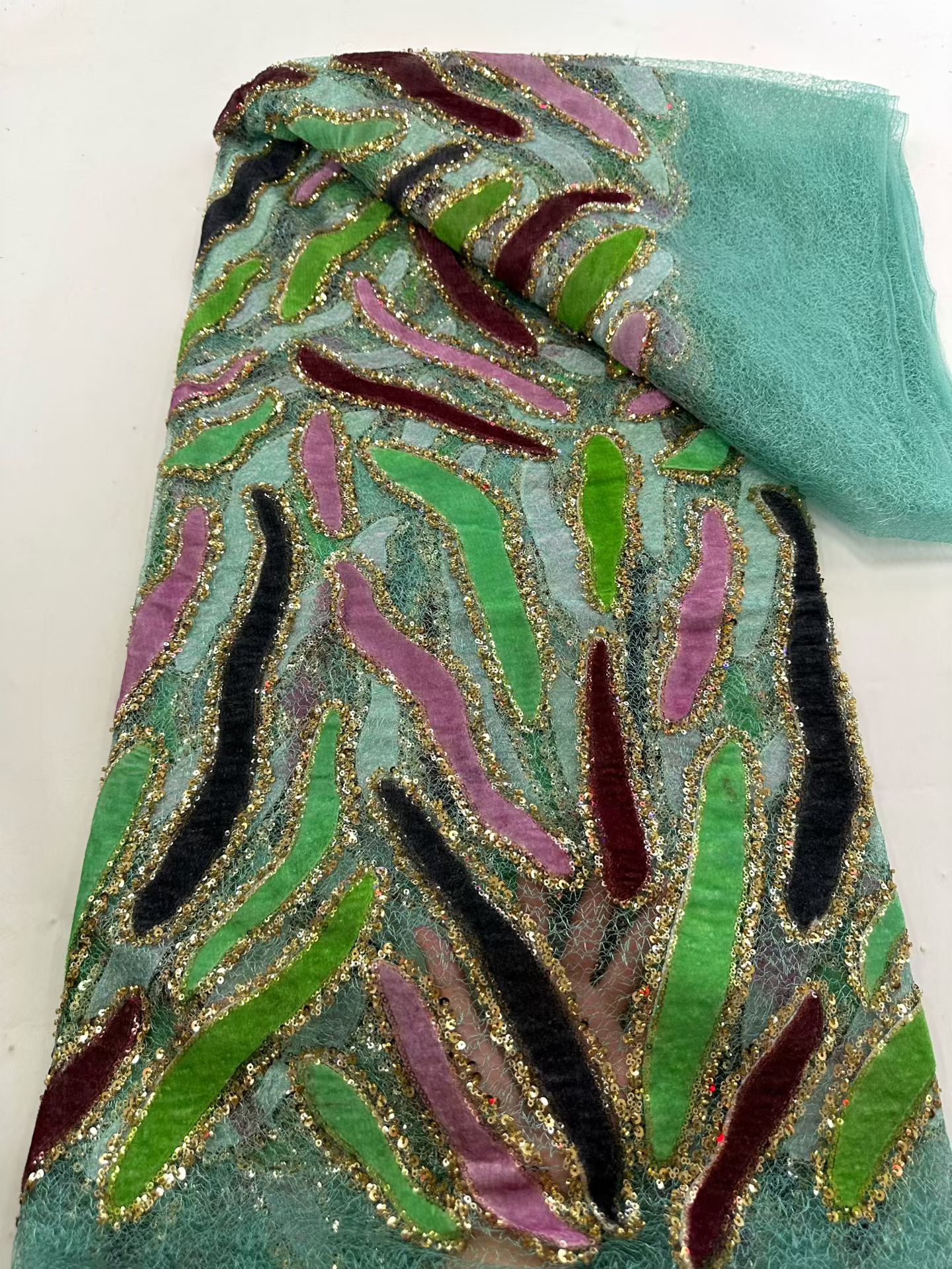 Latest African Sequins Lace Fa - Embroidery Underlay reseña y precio
